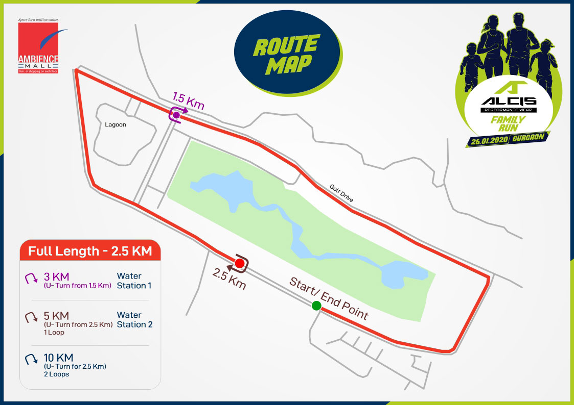 Gurugram Route Map, Sun 26 Jan 2020 at Ambience Mall Gurugram, Alcis Family Run, Coach Ravinder Gurugram